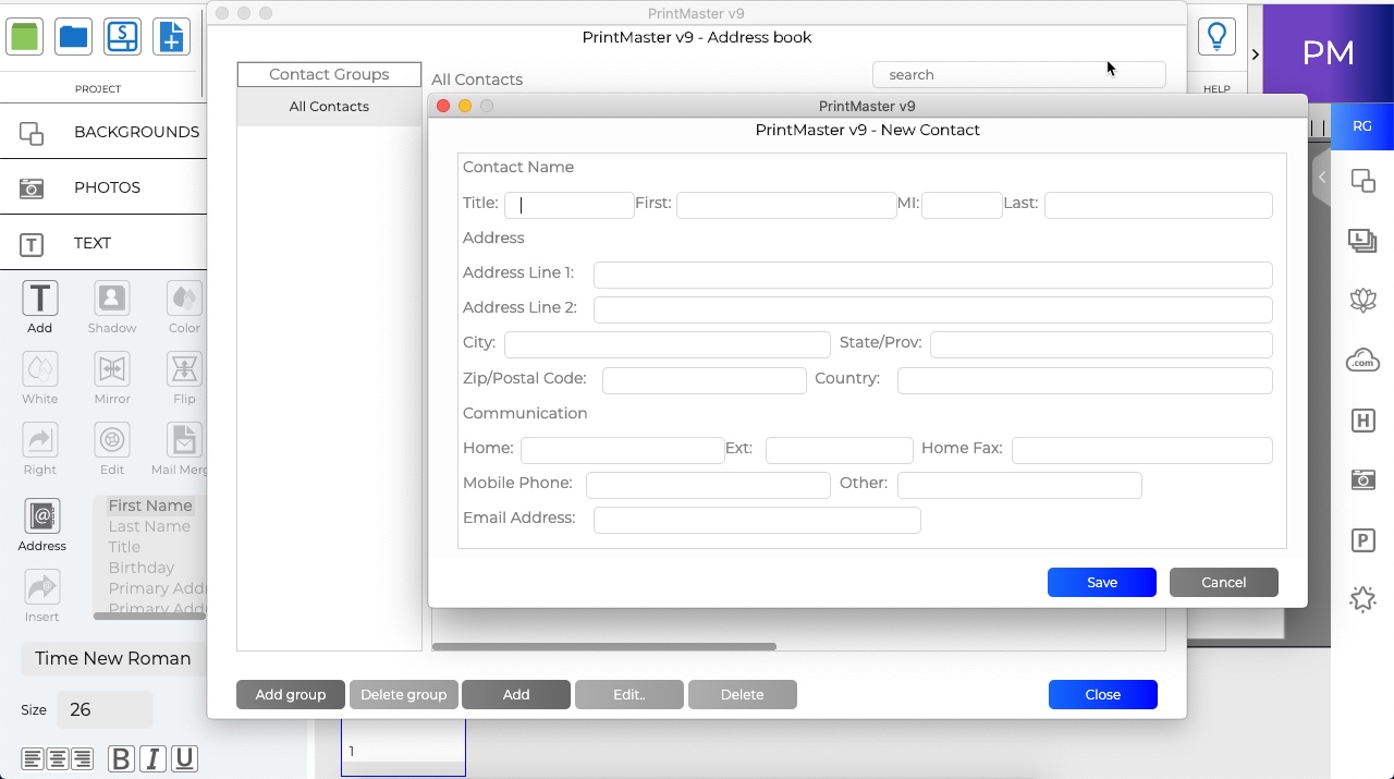 Address Book and Mail Merge PrintMaster v9 Userguide